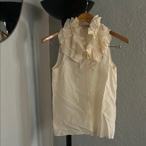 J. Crew Cream Ruffle-Neck Sleeveless Camisole